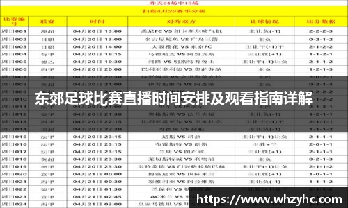东郊足球比赛直播时间安排及观看指南详解