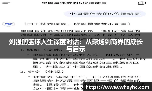 刘强的篮球人生深度对话：从球场到商界的成长与启示